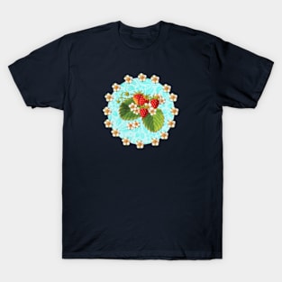 Retro Strawberries on Aqua T-Shirt